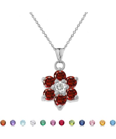 Dainty Sterling Silver Personalized Birthstone CZ Flower Pendant Necklace February Birthstone 22.0 Inches $22.22 Necklaces