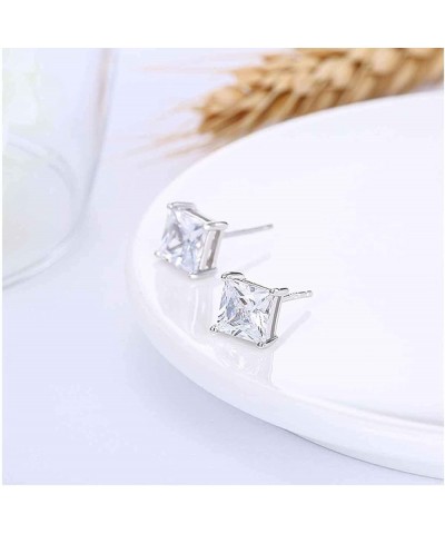 Choose Your Gemstones Sterling Silver Stud Earrings for Women Girls, Designer Princess Cut 4-Prong Basket Set, Post with fric...