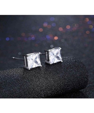 Choose Your Gemstones Sterling Silver Stud Earrings for Women Girls, Designer Princess Cut 4-Prong Basket Set, Post with fric...