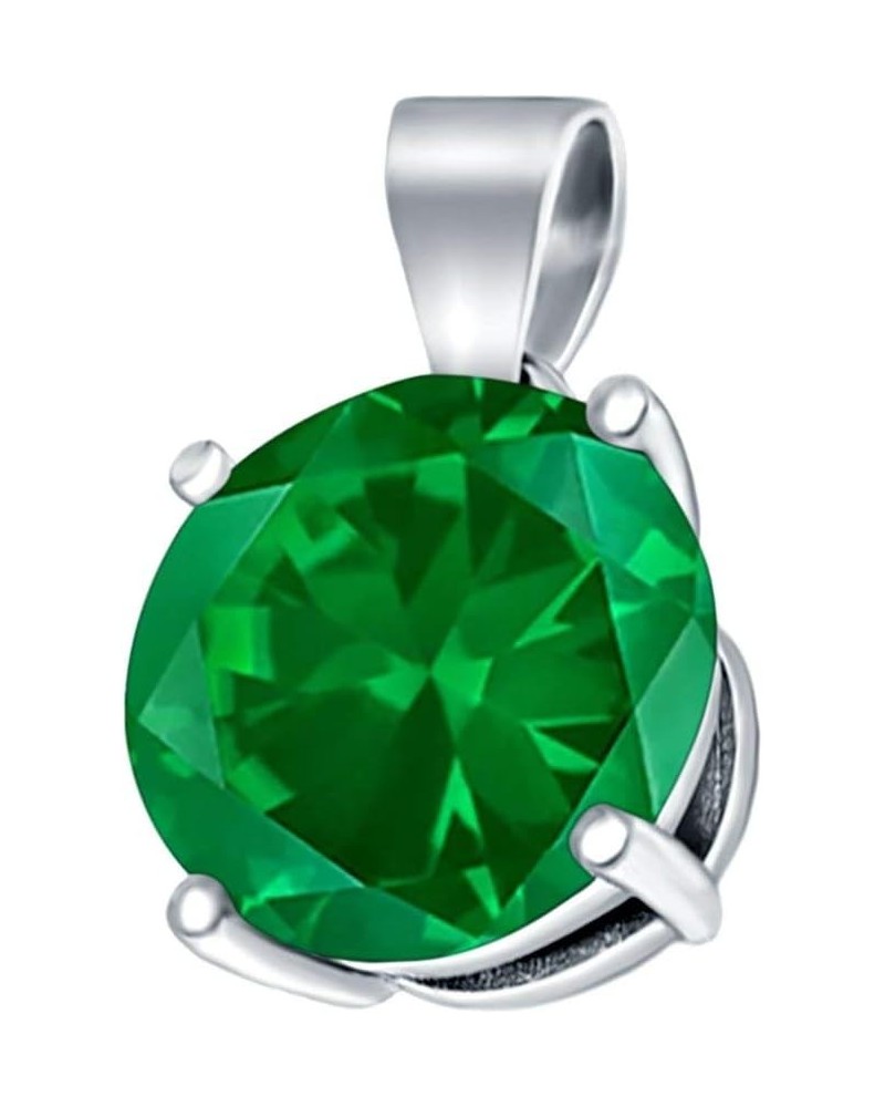 Round Simulated Cubic Zirconia Charm Pendant 925 Sterling Silver (8mm) Simulated Green Emerald Cubic Zirconia $9.68 Pendants