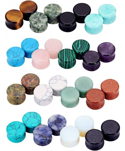 6 Pairs/16 Pairs Natural Stone Ear Plugs Saddle Plugs Ear Gauges Expander Piercing Gauge 8G to 13/16 inch 32pcs, 9/16"(14mm) ...