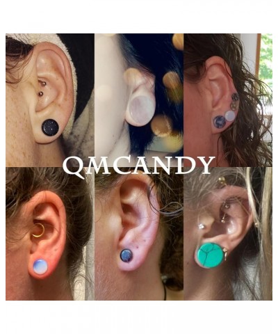 6 Pairs/16 Pairs Natural Stone Ear Plugs Saddle Plugs Ear Gauges Expander Piercing Gauge 8G to 13/16 inch 32pcs, 9/16"(14mm) ...