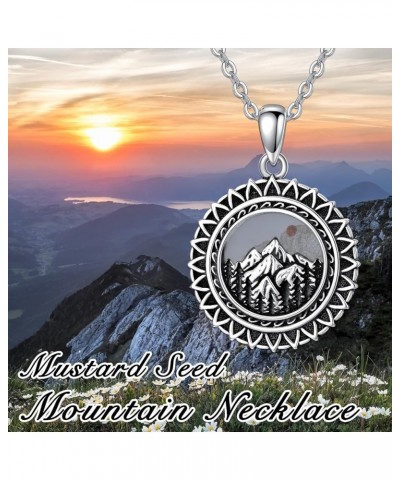 Mustard Seed Mountain/Sun Masonic/Compass Necklace for Women Men Sterling Silver Mountain Pendant Necklace Mustard Seed Jewel...