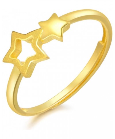 999.9 24K Solid Gold Price-by-Weight 2.43g Gold Starry Ring for Women 90219R | Size: Adjustable (15-17MM) $107.16 Rings
