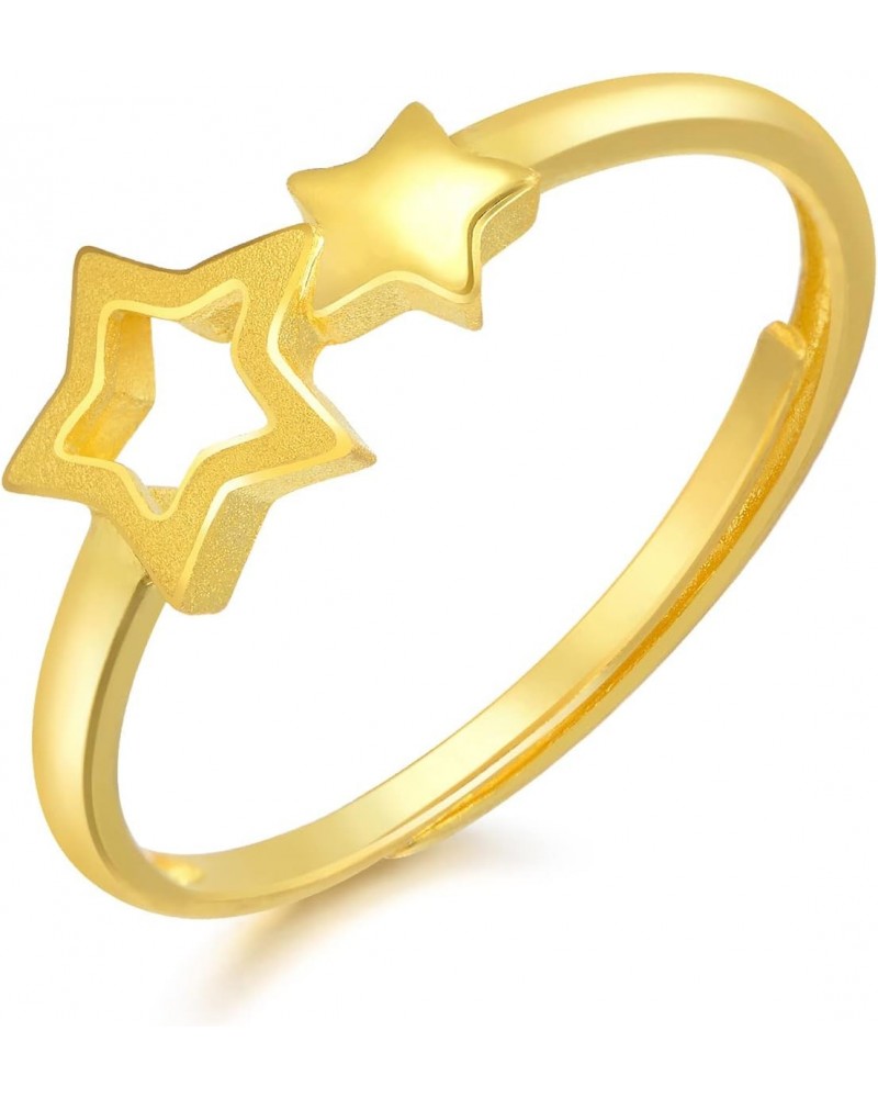 999.9 24K Solid Gold Price-by-Weight 2.43g Gold Starry Ring for Women 90219R | Size: Adjustable (15-17MM) $107.16 Rings