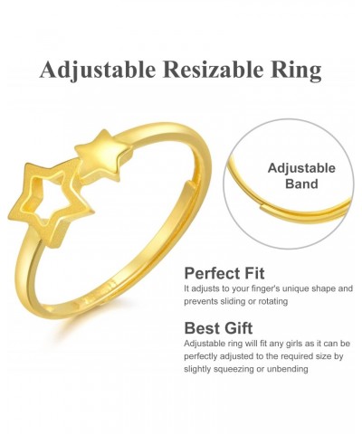 999.9 24K Solid Gold Price-by-Weight 2.43g Gold Starry Ring for Women 90219R | Size: Adjustable (15-17MM) $107.16 Rings