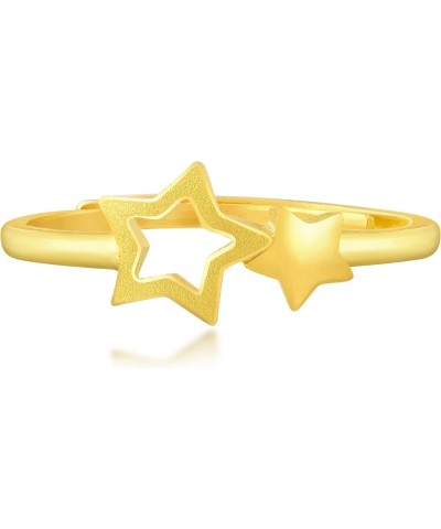 999.9 24K Solid Gold Price-by-Weight 2.43g Gold Starry Ring for Women 90219R | Size: Adjustable (15-17MM) $107.16 Rings