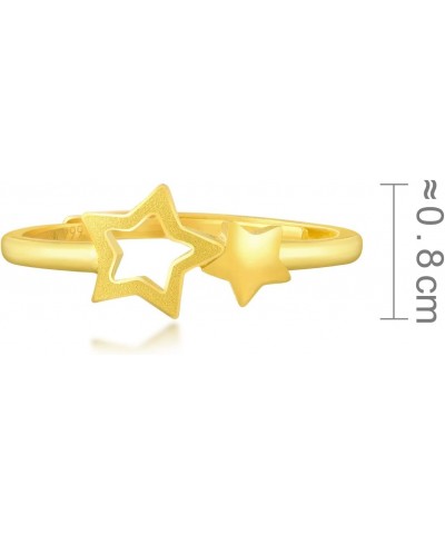 999.9 24K Solid Gold Price-by-Weight 2.43g Gold Starry Ring for Women 90219R | Size: Adjustable (15-17MM) $107.16 Rings