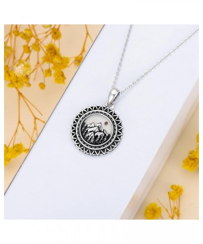 Mustard Seed Mountain/Sun Masonic/Compass Necklace for Women Men Sterling Silver Mountain Pendant Necklace Mustard Seed Jewel...