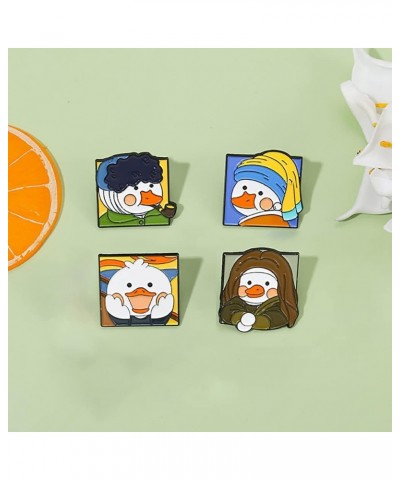 4 PCS Creative Duck Enamel Badge for Backpack Bag, Lovely Mona Lisa Duck Decorative Pin for Clothes Hat,Funny Van Gogh Brooch...