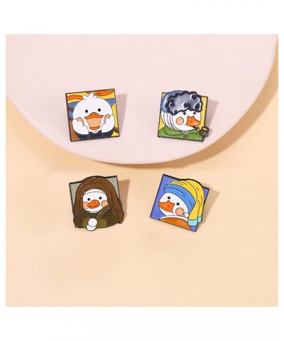 4 PCS Creative Duck Enamel Badge for Backpack Bag, Lovely Mona Lisa Duck Decorative Pin for Clothes Hat,Funny Van Gogh Brooch...