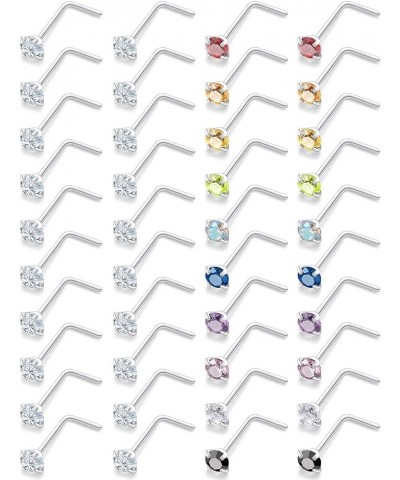 18G 20G 22G Surgical Steel Cubic Zirconia Nose Rings Studs for Women Men Nose Piercing Jewelry Top Diamond 1.5mm 2mm 18G L Sh...