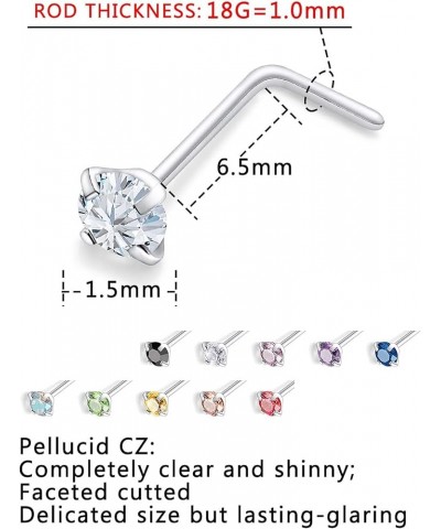 18G 20G 22G Surgical Steel Cubic Zirconia Nose Rings Studs for Women Men Nose Piercing Jewelry Top Diamond 1.5mm 2mm 18G L Sh...