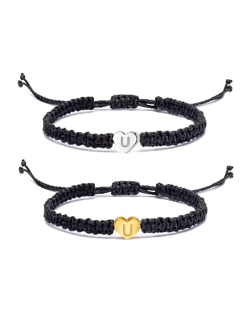Heart Initial Bracelets Personalized 26 Letters Initial Bracelet Handmade Charms Rope Braided Bracelets for Women Teen Girls ...