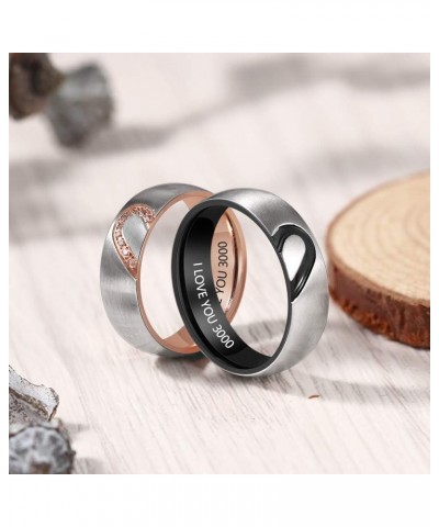 Personalized Couples Rings Set for Him and Her Promise Rings for Couples Free Engraving Stainless Steel Engagement Rings for ...