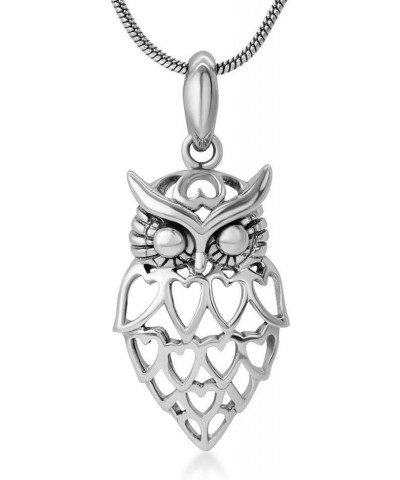 Open Lovely Heart Owl Wisdom Bird Pendant Necklace for Women, Chain Silver Plated $7.50 Necklaces