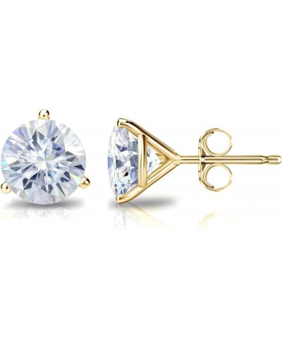 18k Gold Round Moissanite Stud Earrings (1 to 7ct TGW, H-I) 3-Prong Martini Set, Push-Back Yellow Gold 2.5 carats $606.06 Ear...