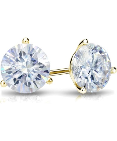 18k Gold Round Moissanite Stud Earrings (1 to 7ct TGW, H-I) 3-Prong Martini Set, Push-Back Yellow Gold 2.5 carats $606.06 Ear...