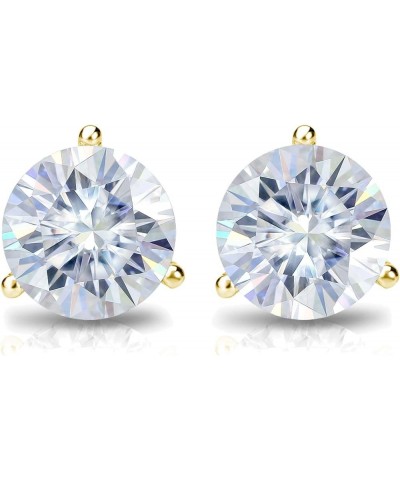 18k Gold Round Moissanite Stud Earrings (1 to 7ct TGW, H-I) 3-Prong Martini Set, Push-Back Yellow Gold 2.5 carats $606.06 Ear...