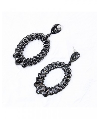 Earrings for Women Oval Large Rhinestone Dangle Earrings Tear Drop Crystal Geometric Statement z deep grey $11.09 Earrings