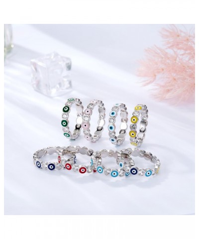 Evil Eye Ring for Women 925 Sterling Silver Gold Plated Multcolors Cubic Zirconia CZ Band Rings Lucky Protection Jewelry Gift...