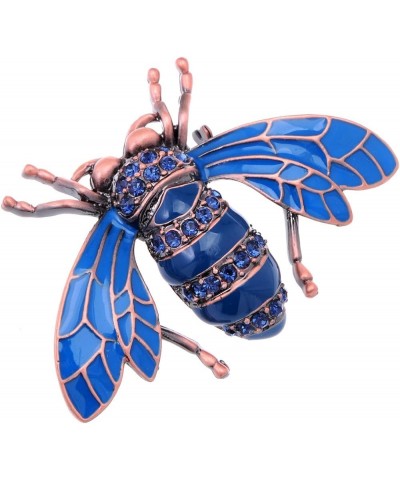 Rose Copper Tone Sapphire Blue Silver Colored Rhinestones Beetle Bee Brooch Pin Blue $12.68 Brooches & Pins
