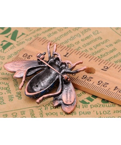 Rose Copper Tone Sapphire Blue Silver Colored Rhinestones Beetle Bee Brooch Pin Blue $12.68 Brooches & Pins