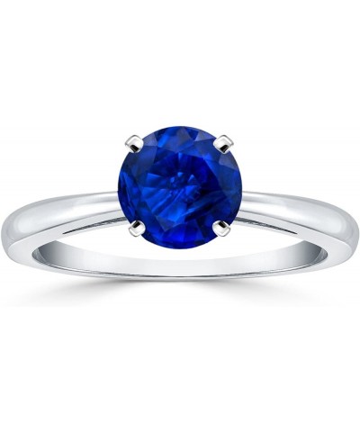 18K White Gold Round-Cut Blue Sapphire Gemstone Solitaire Engagement Ring 4Prong(1/4-1 cttw) Size 4-9 0.5 carats $507.76 Rings