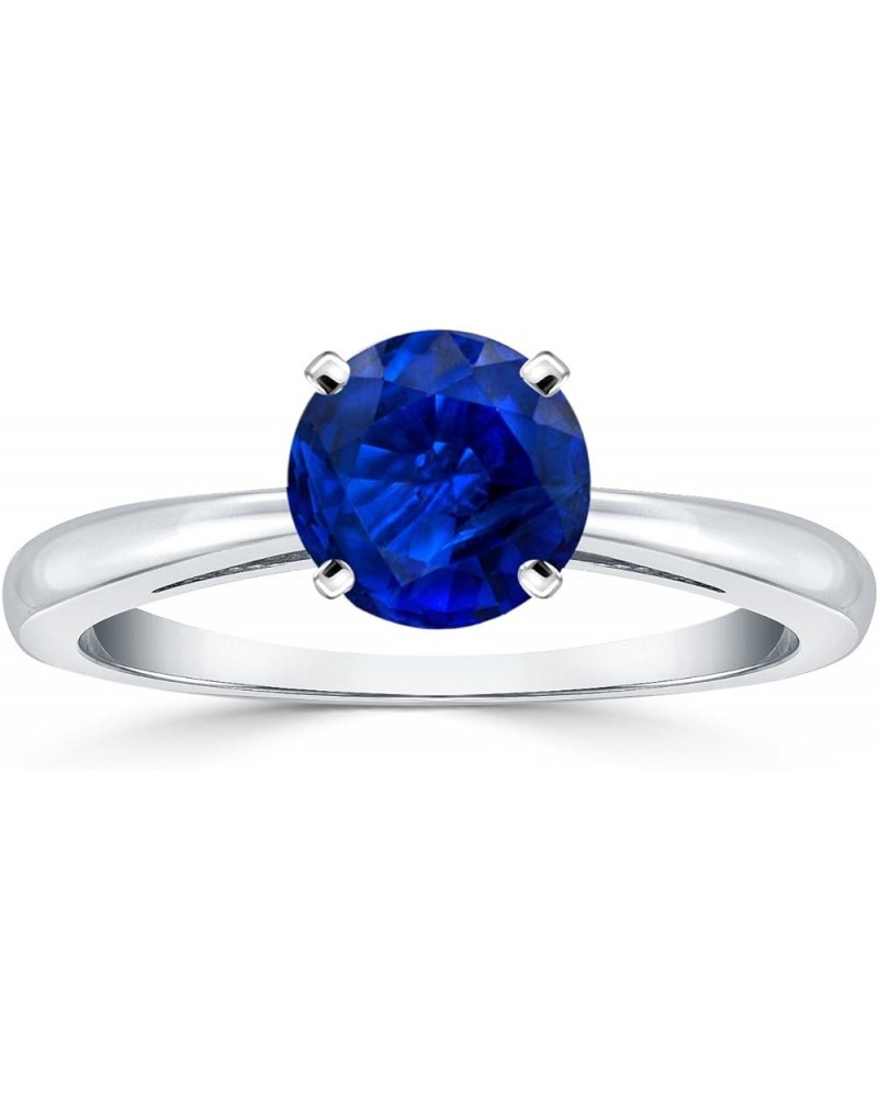 18K White Gold Round-Cut Blue Sapphire Gemstone Solitaire Engagement Ring 4Prong(1/4-1 cttw) Size 4-9 0.5 carats $507.76 Rings