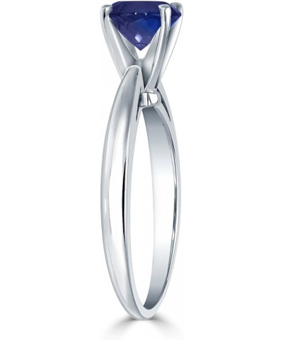 18K White Gold Round-Cut Blue Sapphire Gemstone Solitaire Engagement Ring 4Prong(1/4-1 cttw) Size 4-9 0.5 carats $507.76 Rings