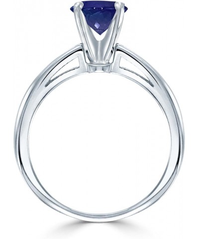 18K White Gold Round-Cut Blue Sapphire Gemstone Solitaire Engagement Ring 4Prong(1/4-1 cttw) Size 4-9 0.5 carats $507.76 Rings