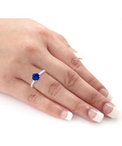 18K White Gold Round-Cut Blue Sapphire Gemstone Solitaire Engagement Ring 4Prong(1/4-1 cttw) Size 4-9 0.5 carats $507.76 Rings