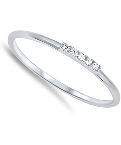 CHOOSE YOUR COLOR Sterling Silver Dainty Thin Ring Clear $9.68 Rings