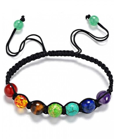 7 Chakra Reiki Healing Crystal Stretch Bracelets Gemstone Yoga Braided Rope Bead for Women Girls, 17-26cm $3.72 Bracelets