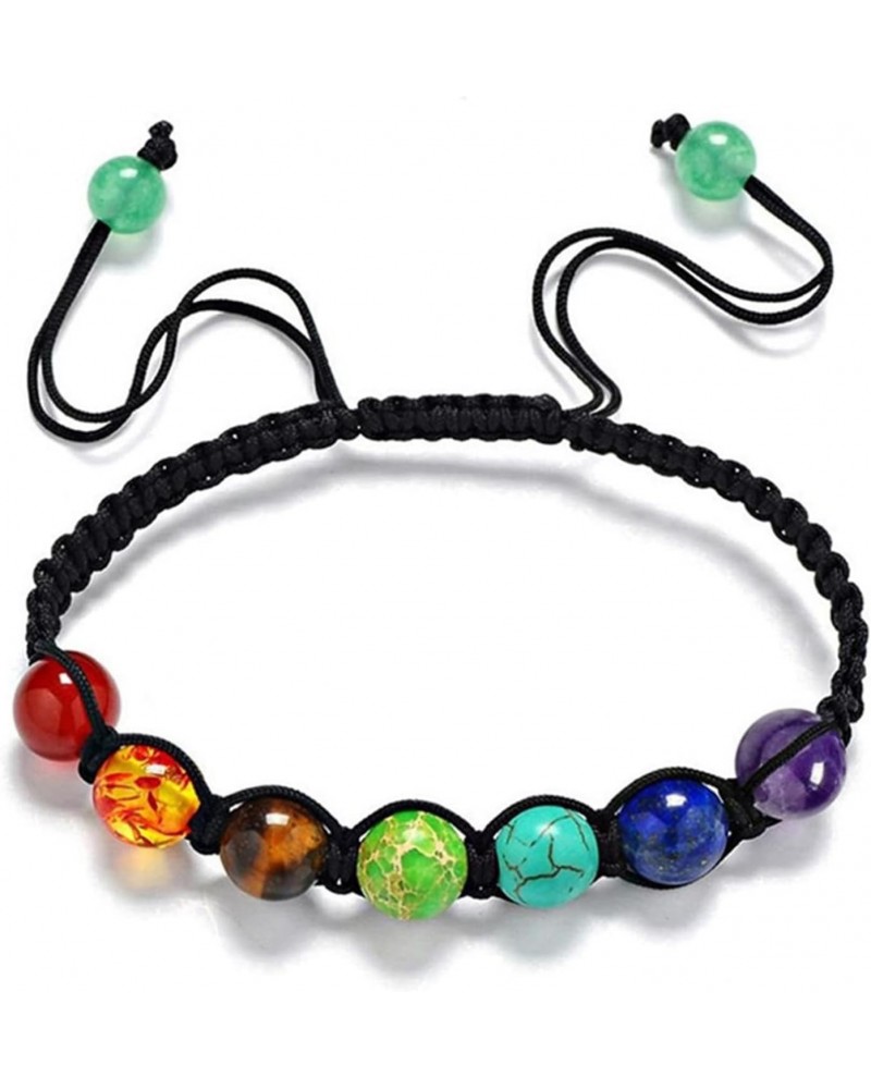 7 Chakra Reiki Healing Crystal Stretch Bracelets Gemstone Yoga Braided Rope Bead for Women Girls, 17-26cm $3.72 Bracelets