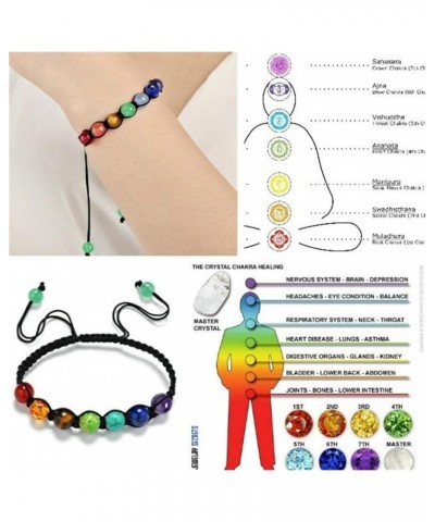 7 Chakra Reiki Healing Crystal Stretch Bracelets Gemstone Yoga Braided Rope Bead for Women Girls, 17-26cm $3.72 Bracelets