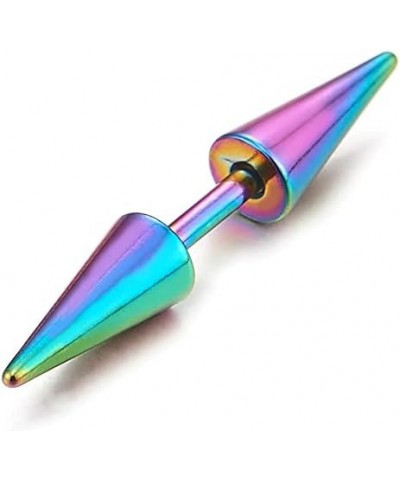 Pair Double Spike Stud Earrings in Stainless Steel for Men and Women E-Metal Color: Rainbow $7.64 Earrings