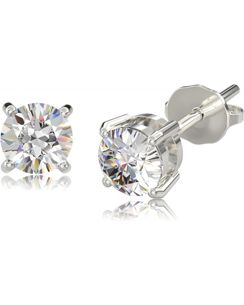 14K 0.2ct-4ct D Color Brilliant Round Cut Lab Created Diamond Earrings Moissanite Stud Earrings for Women gift. 5mm(1ct) Silv...