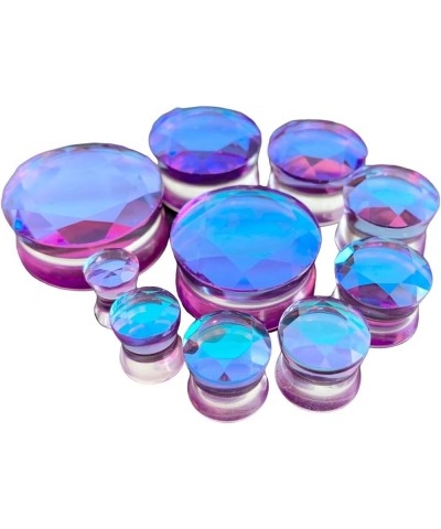 PAIR of Beautiful Faceted Mermaid Iridescent Glass Double Flare Plugs Gauges - Body Jewelry 12.5mm (1/2") $11.73 Body Jewelry