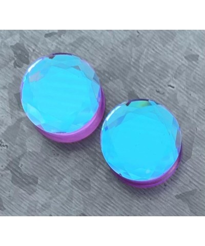 PAIR of Beautiful Faceted Mermaid Iridescent Glass Double Flare Plugs Gauges - Body Jewelry 12.5mm (1/2") $11.73 Body Jewelry