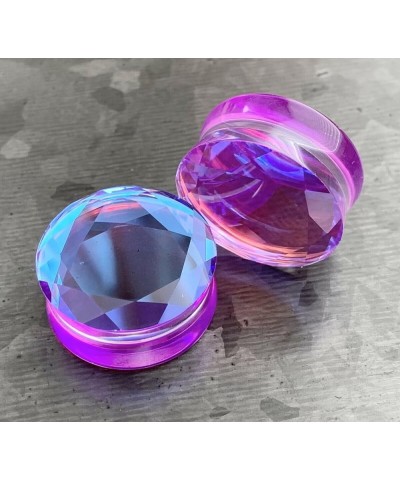 PAIR of Beautiful Faceted Mermaid Iridescent Glass Double Flare Plugs Gauges - Body Jewelry 12.5mm (1/2") $11.73 Body Jewelry