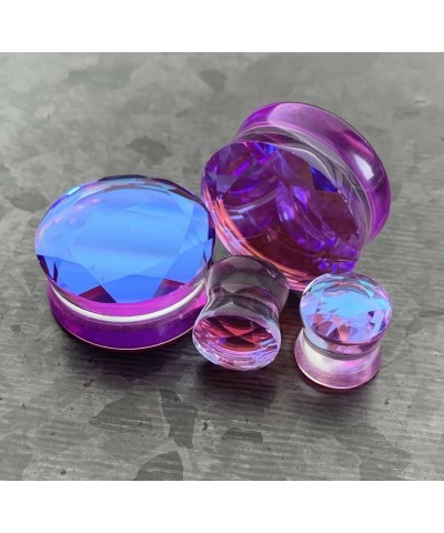 PAIR of Beautiful Faceted Mermaid Iridescent Glass Double Flare Plugs Gauges - Body Jewelry 12.5mm (1/2") $11.73 Body Jewelry