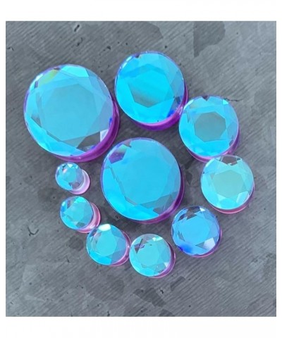 PAIR of Beautiful Faceted Mermaid Iridescent Glass Double Flare Plugs Gauges - Body Jewelry 12.5mm (1/2") $11.73 Body Jewelry