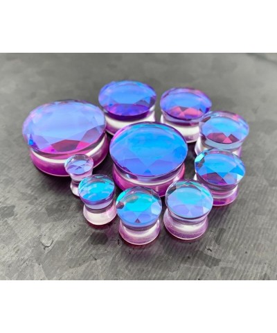 PAIR of Beautiful Faceted Mermaid Iridescent Glass Double Flare Plugs Gauges - Body Jewelry 12.5mm (1/2") $11.73 Body Jewelry