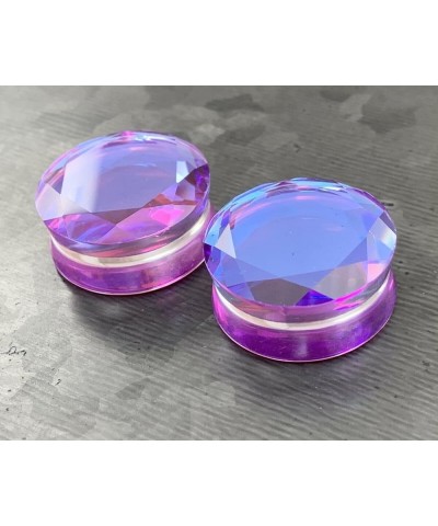 PAIR of Beautiful Faceted Mermaid Iridescent Glass Double Flare Plugs Gauges - Body Jewelry 12.5mm (1/2") $11.73 Body Jewelry