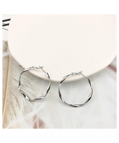 Twisted Open Hoop Earrings For Women Classic Shiny Dainty Minimalist Earrings For Girls Lightweight High Polished Round-Shape...