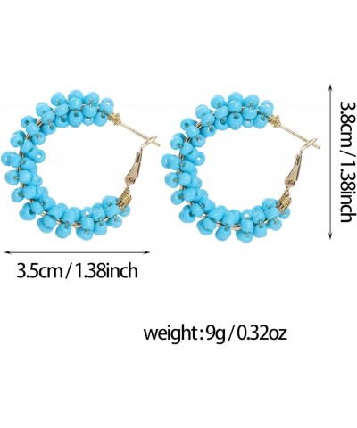 Boho Handmade Colorful Beaded Circle Hoop Earrings Jewelry for Women Girls Daily Wear Gifts blue $7.84 Earrings