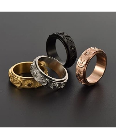 Personalized Stainless Steel Spinner Ring for Anxiety Black Fidget Rings for Relieving Stress Anxiety Ring for Men Women Sun ...