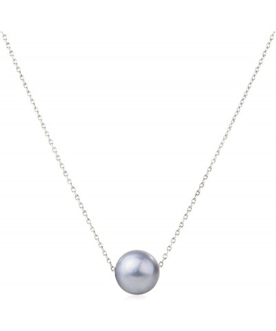 Single Floating Pearl Genuine Freshwater Cultured 10-11mm Pendant Necklace for Women 17 Grey Sterling Silver $22.50 Necklaces