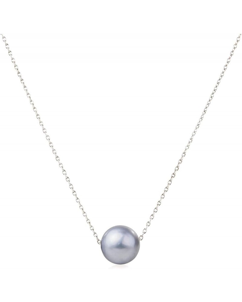 Single Floating Pearl Genuine Freshwater Cultured 10-11mm Pendant Necklace for Women 17 Grey Sterling Silver $22.50 Necklaces